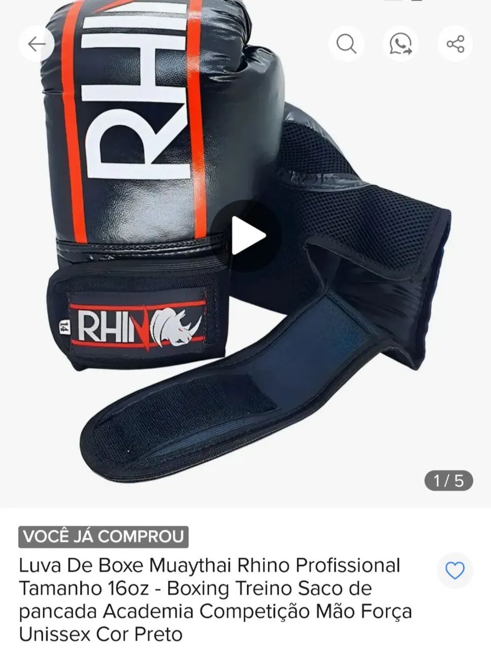 Luva Boxe Muay Thai 16oz