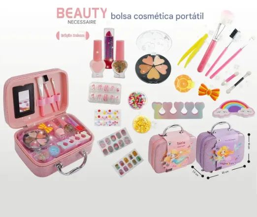 Kit Maquiagem E Unhas Make Up Series Sereia Maleta Glitter - Foto 4