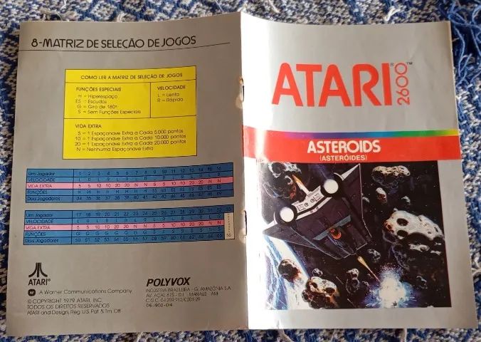 Manual Do Cartucho Asteroids Atari Polyvox Original