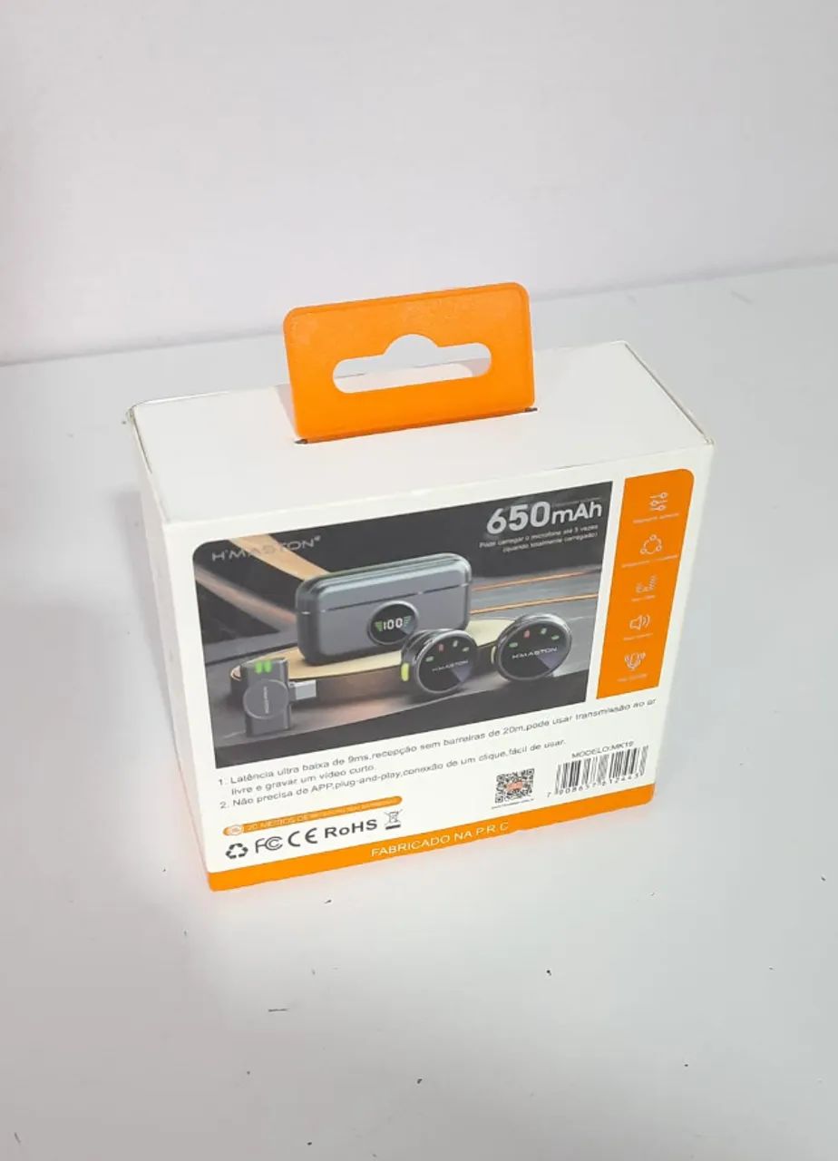 Microfone Lapela Sem Fio H'Maston MK19 USB-C Duplo Novo - Foto 3