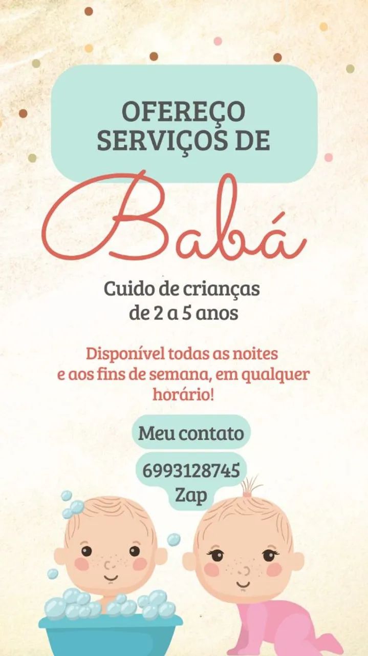 Ofereço meu Serviço de Babá