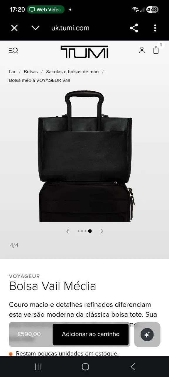 TUMI Voyageur Vail Large Tote em couro preta  - Foto 4