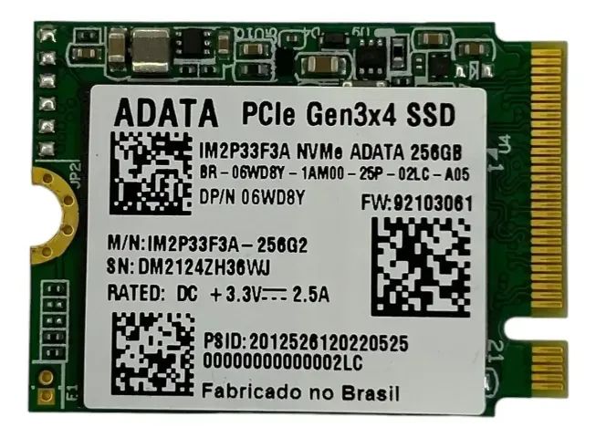 Disco Sólido SSD M.2 NVMe Adata 256GB IM2P33F3A-256G2 - Testado - Nota Fiscal