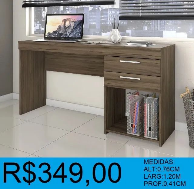 Escrivaninha - com duas gavetas - compre hoje e receba em até 72 horas  - Foto 2