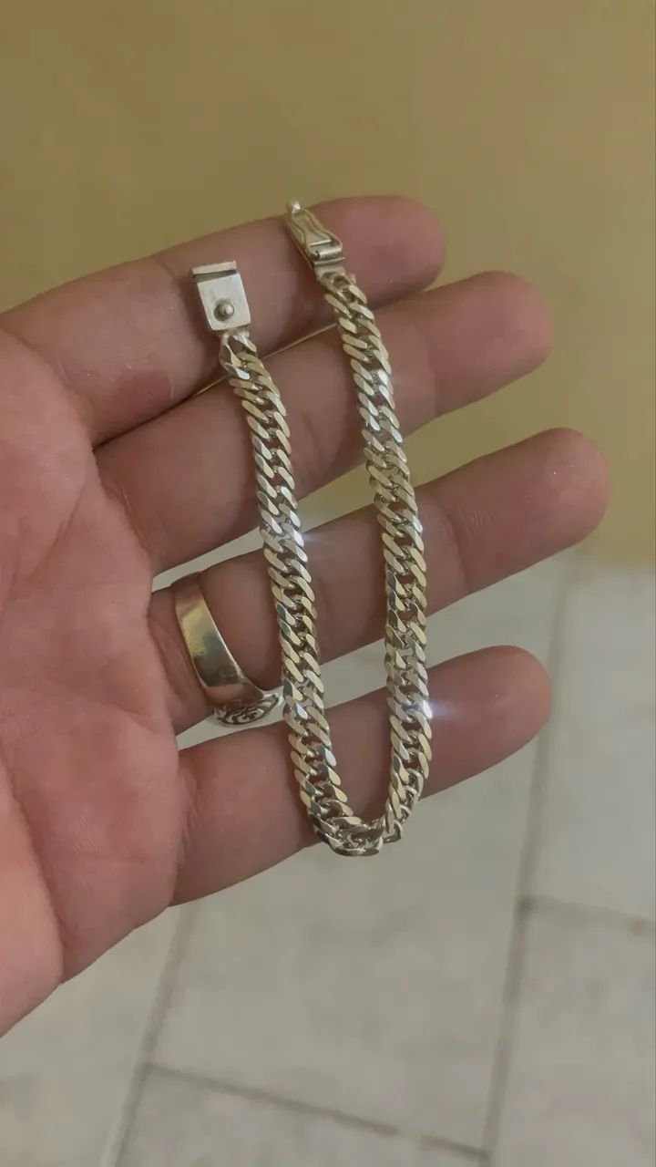Pulseira de Prata grossa + fecho gaveta 