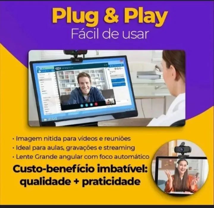 Webcam FullHD 2K 1440p com Microfone e Tampa de Privacidade - Foto 3