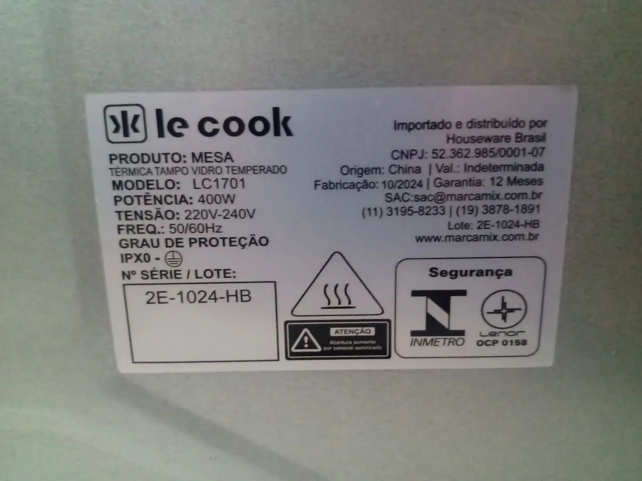 MESA TÉRMICA VIDRO TEMPERADO LECOOK - Foto 4