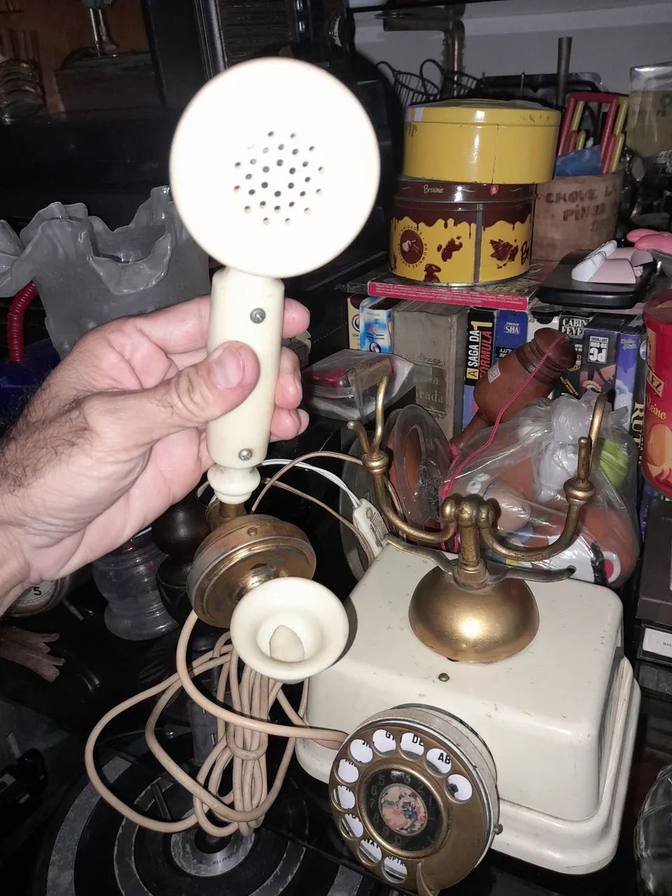 Telefone vitoriano de disco antigo  - Foto 5
