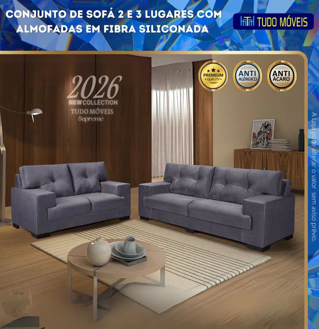 Conjunto de sofa de 2 e 3 lugares com almofadas de fibras de silicone - Foto 4