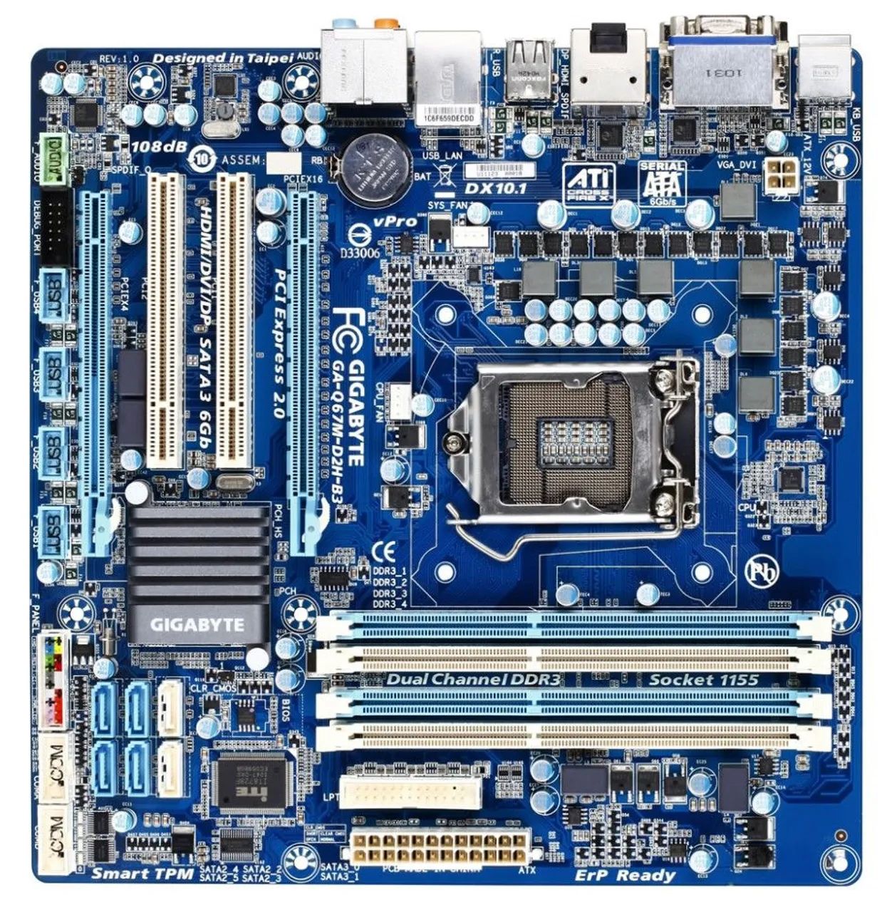 Placa mãe Gigabyte GA-Q67M-D2H-B3  - Foto 3