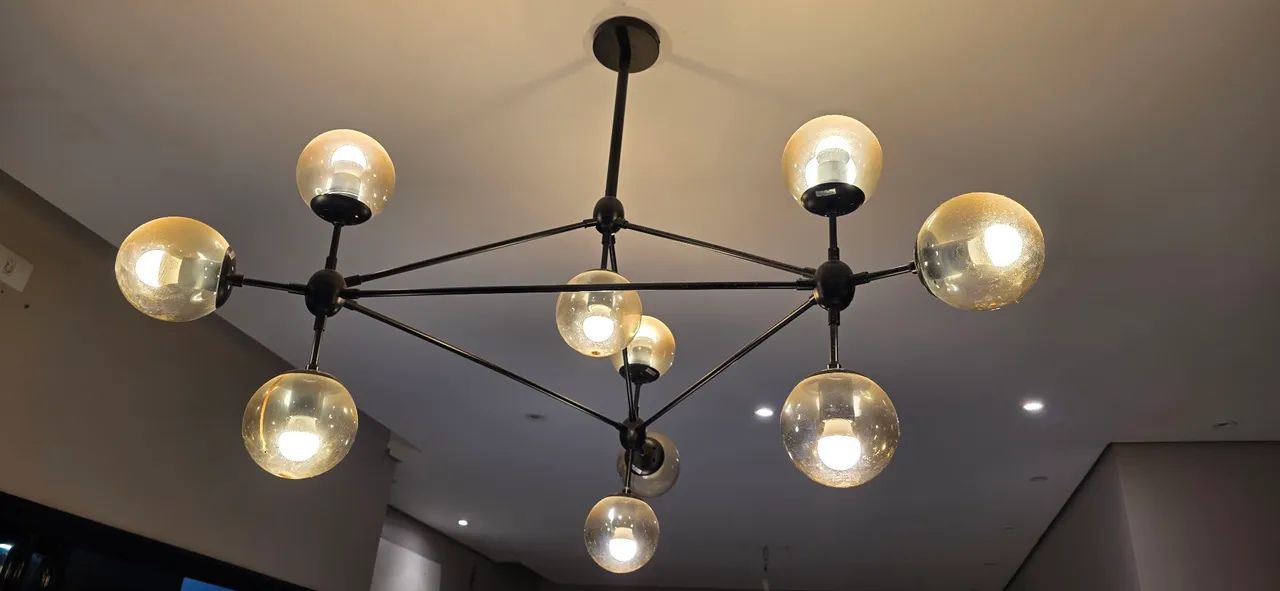 Luminária pendente orbe preto/âmbar  - Foto 2