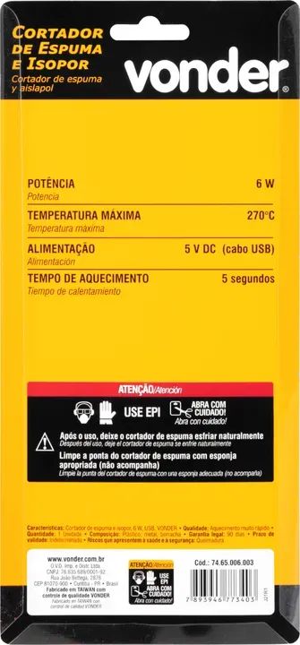 Cortador de espuma e isopor, 6 W, USB, VONDER - Foto 2