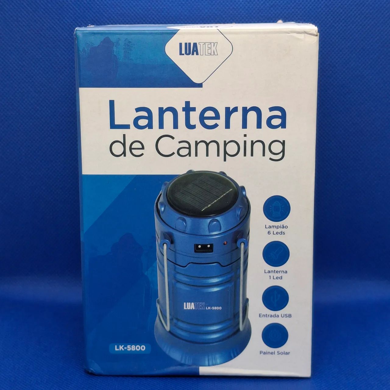 Lanterna de camping com carregamento solar luminária