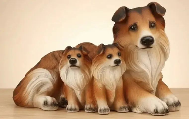 Estatueta Em Resina Cachorro Collie (família)