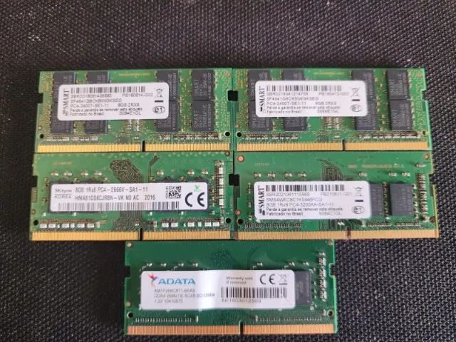 Lote 5 memórias RAM 8gb DDR4 notebook