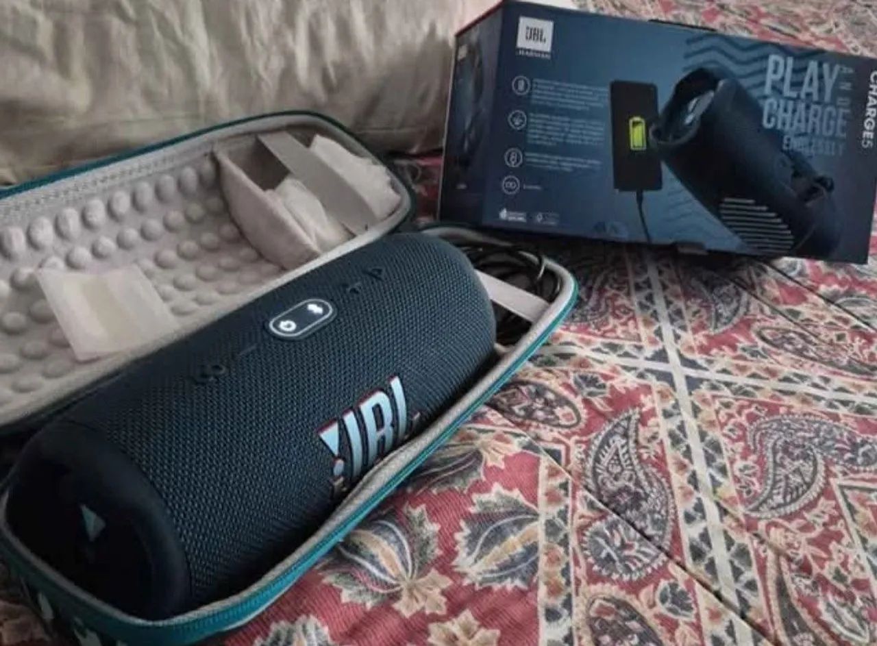 Caixa de som JBL Charger 5 Bluetooth Original com Case Camuflada - Foto 3