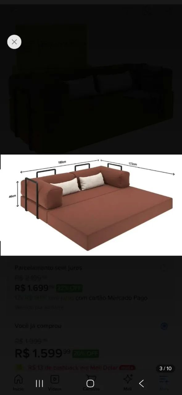 Sofá(novo) 2 em 1. Vira cama de casal - Foto 2