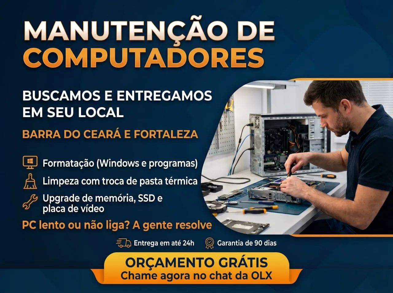 Manutenção de Computadores | Formatação, Limpeza e Upgrades - Busca e Entrega