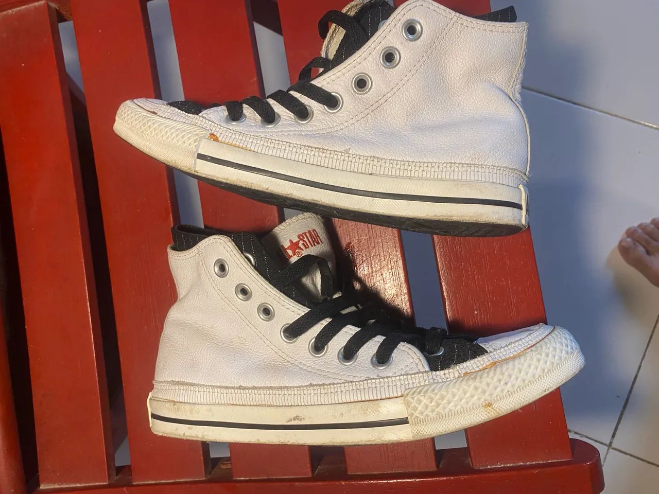 All star retrô de couro com tecido  - Foto 4