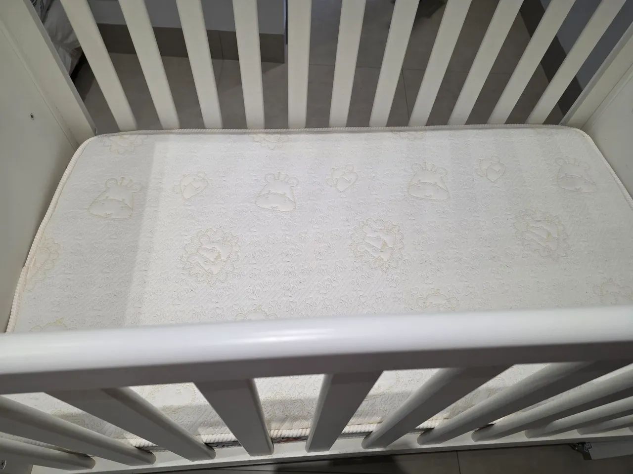 Berço Bebê Branco MDF + Colchão Ortobom 