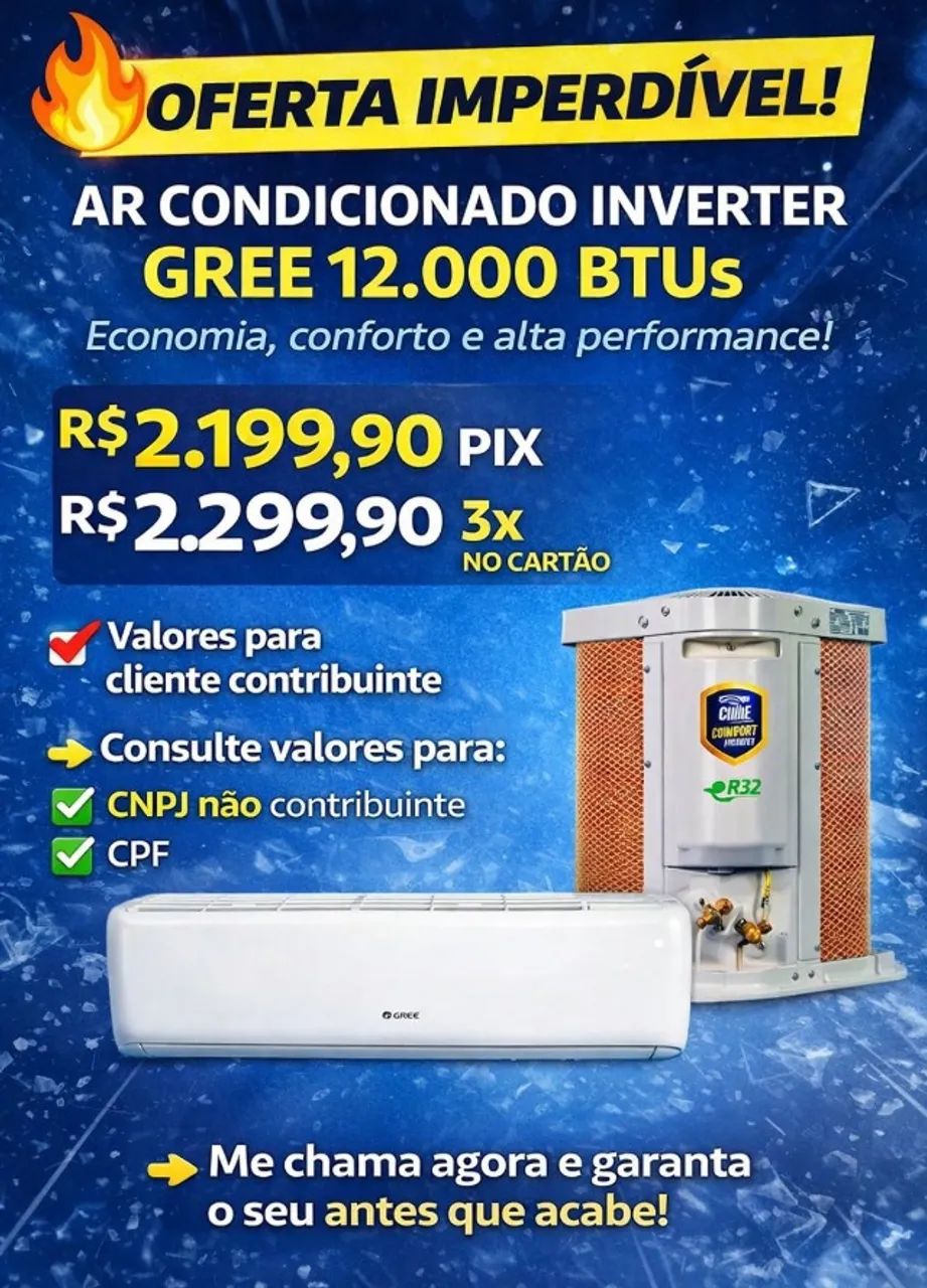 Ar Condicionado Inverter 12000 Btus Gree G-Top Auto Inverter Frio 220V