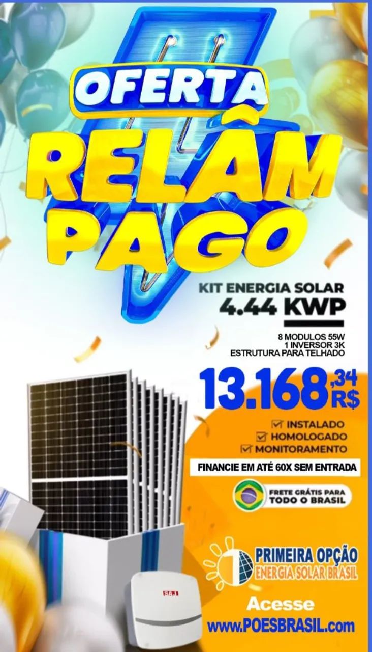 OFERTA FECHA MÊS $$$ Energia solar, residencial, industrial, usina solar