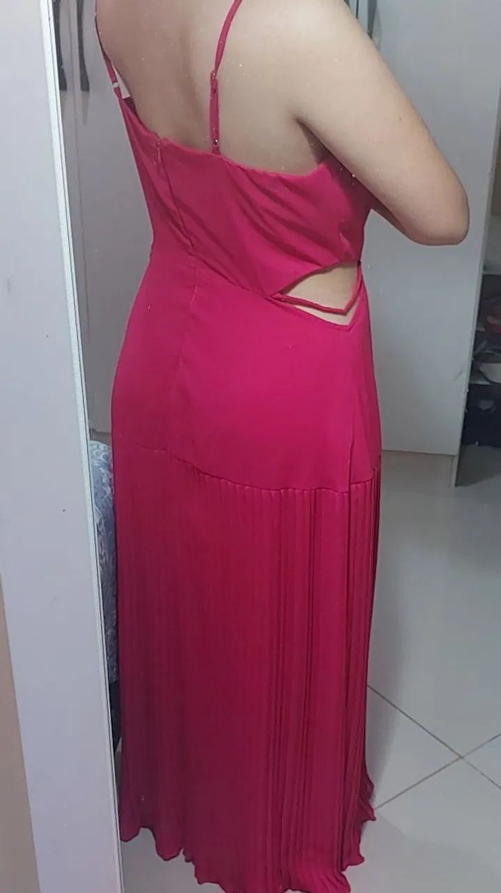 Vestido Longo Rosa Colmeia  - Foto 2