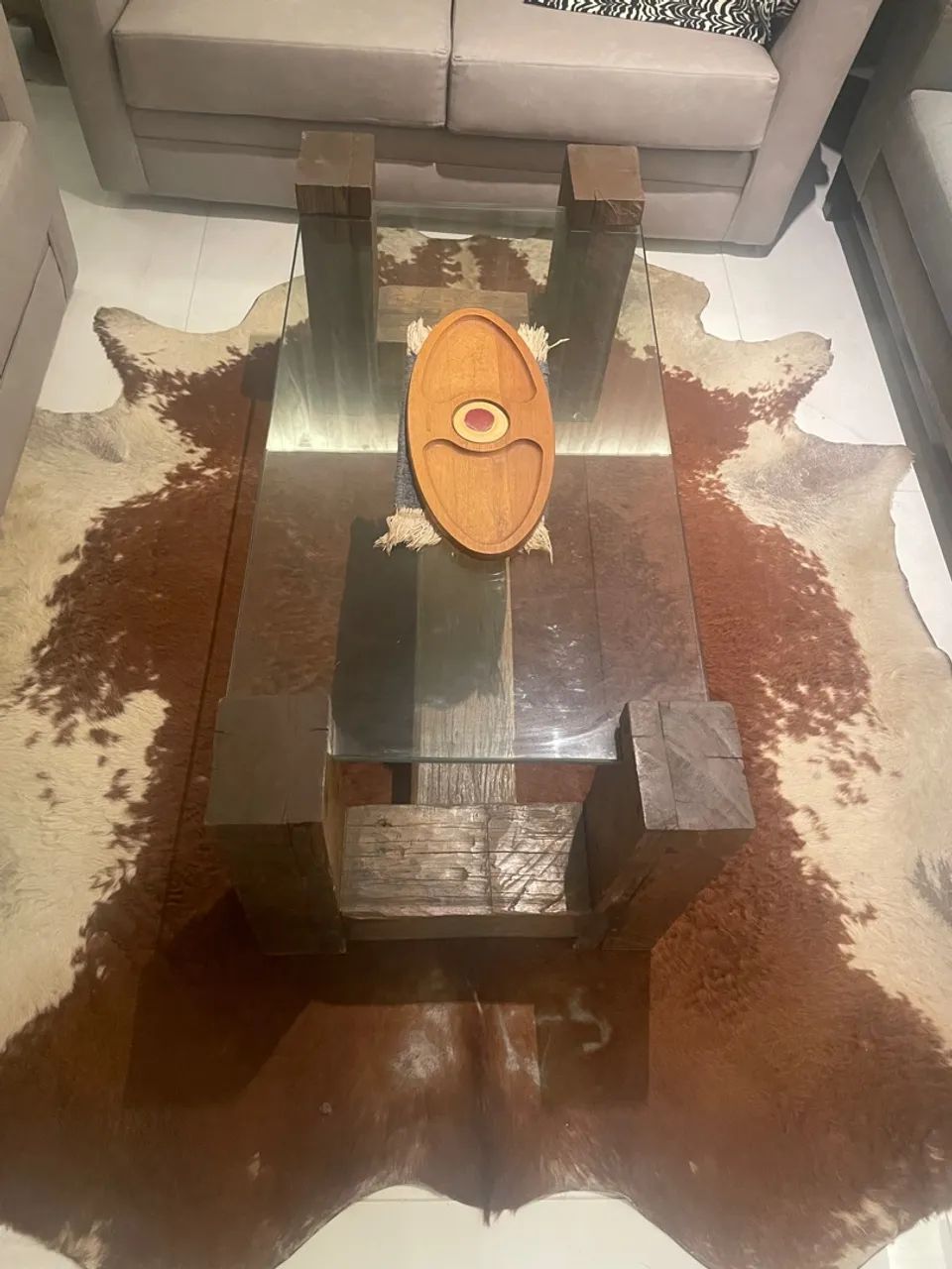 MESA DE CENTRO TORAS COM VIDRO  - Foto 3