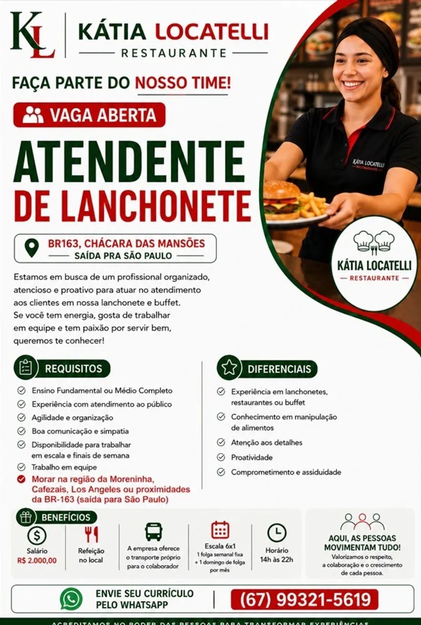 Vaga: Atendente de Restaurante