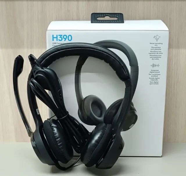 Headset Logitech h390 preto USB com microfone