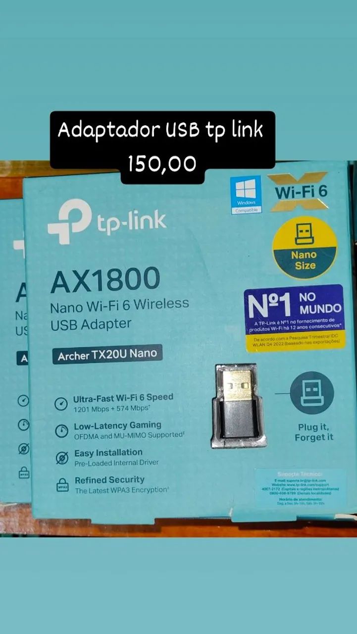  Adaptador USB tp link AX1800