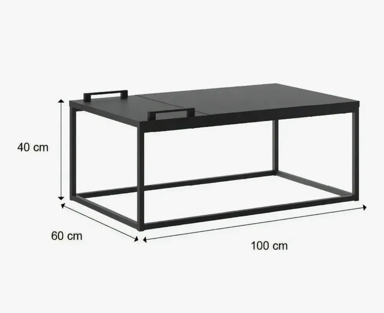 Mesa de Centro Carraro 1346 - Preta com Bandeja - Foto 3
