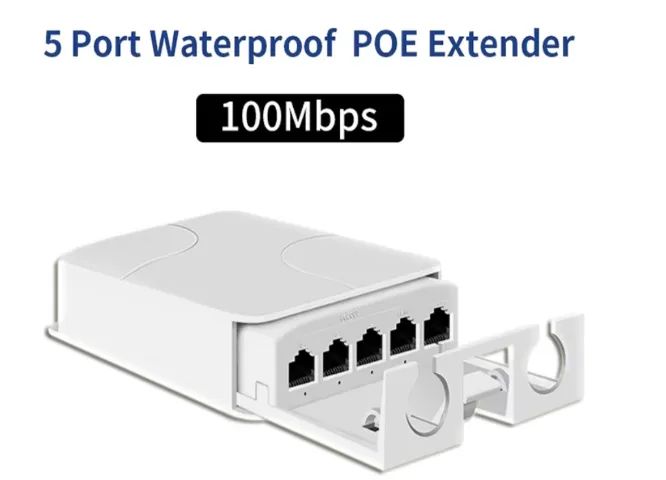 Poe Extender à prova d'água 5p 100/1000mbps