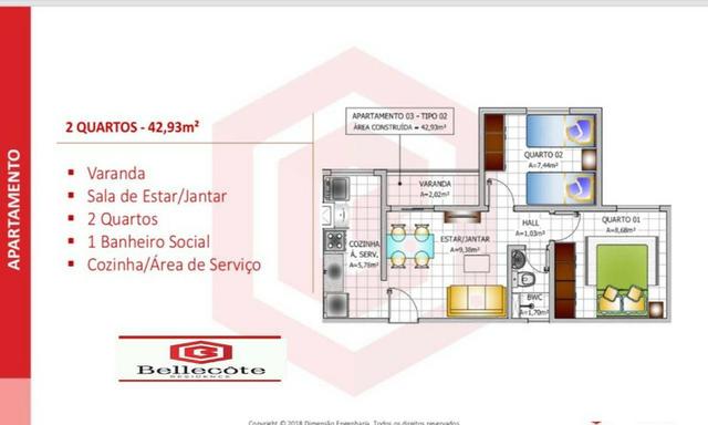RS 500,00 de Entrada, Apartamentos de 2 Quartos com Varanda à Venda, Estrada de Ribamar - Foto 4