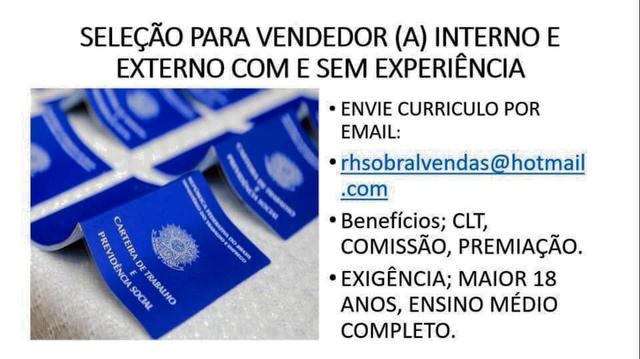URGENTE VAGAR PRA VENDEDOR-Processo seletivo pra vendedor (a)