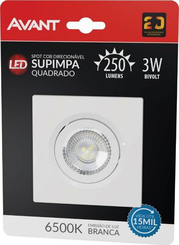 Spot Led Quadrado Embutir 3w 3000k ou 6500k (Avant)