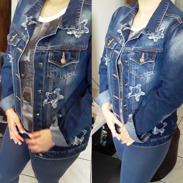 Jaqueta Jeans Feminina Zinzane Tamanho G - Foto 4