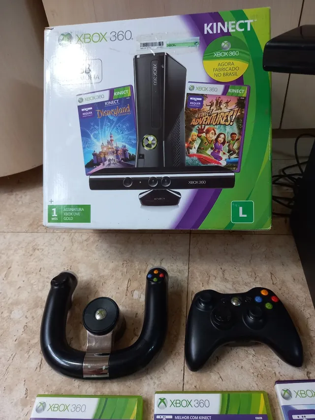 Console Xbox 360 Slim, 250GB, Kinect, 2 Controles, 1 Jogo, Microsoft - USADO  - Nova Era Games e Informática