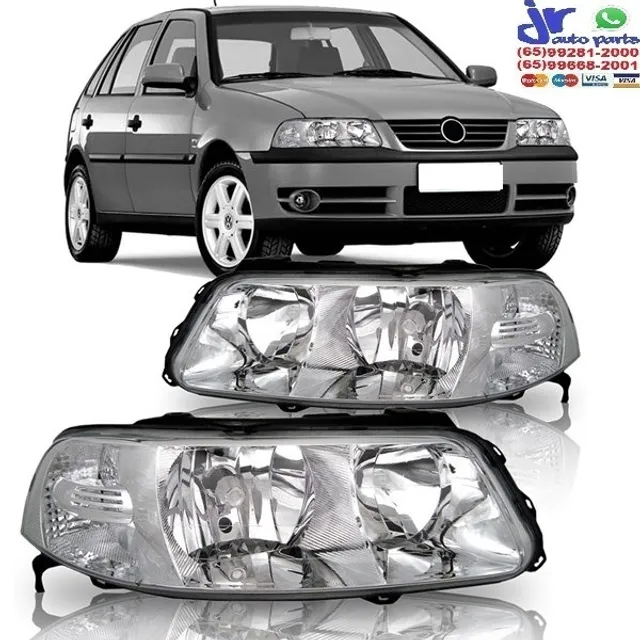 Par Farol Gol G3 1999 2000 2001 2002 2003 2004 2005 Máscara Cromada Foco Duplo