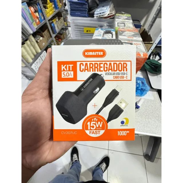Kit Carregador Veicular + Cabo Tipo-C 15W CV207UC - Kimaster  COD: 3966 - Foto 3