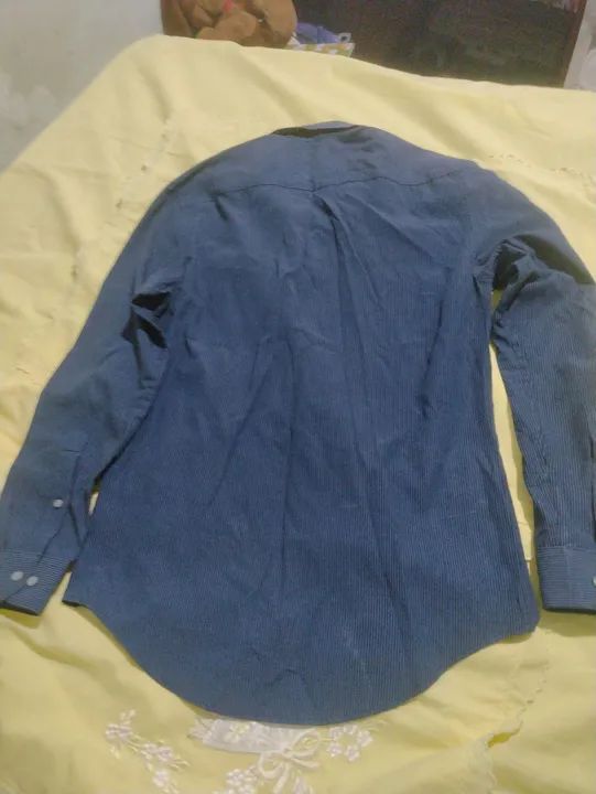 Camisa Masculina Azul Listrada - Foto 5