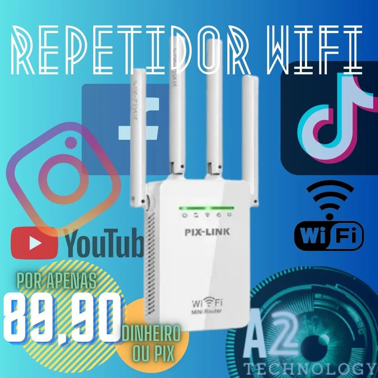 Repetidor de Sinal Wi-Fi PIX-LINK -