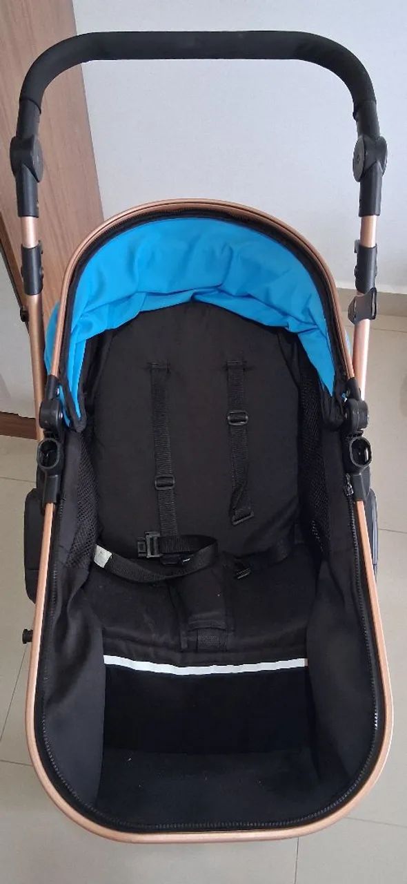Carrinho de Bebê Wiseonle - Azul e Dourado - Foto 5