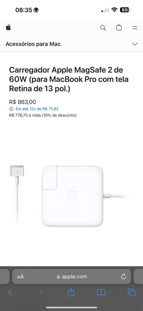 Fonte MagSafe 2 de 60W Original Apple, Semi-Nova - Foto 6
