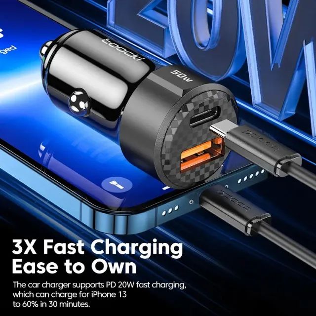 Carregador Veicular 50w Turbo Pd 2 Portas Toocki - Foto 3