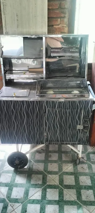 Carrinho de Lanches Profissional - Inox, 3 Queimadores + Cubas