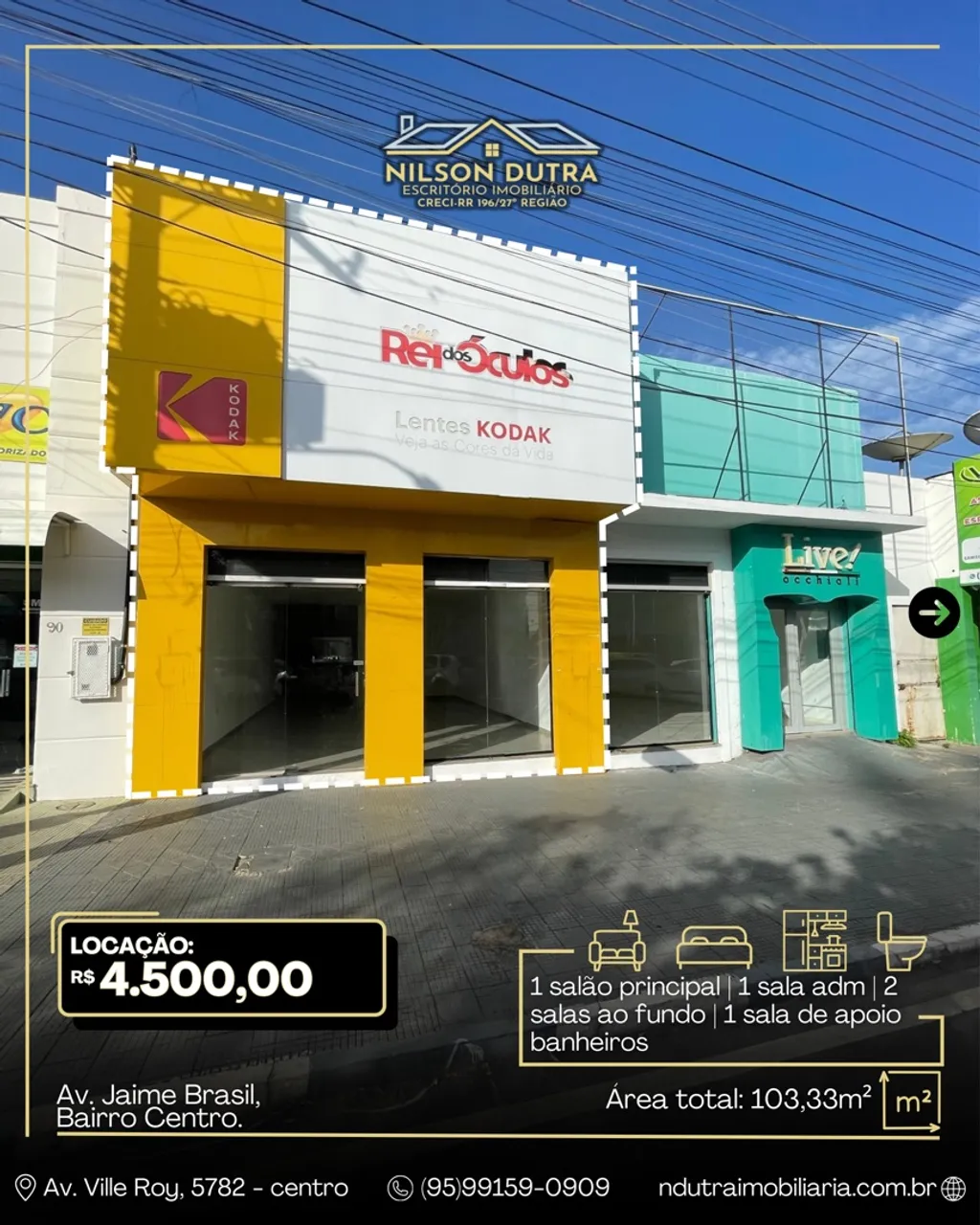 Ponto comercial disponível para locação na Av. Jaime Brasil, centro