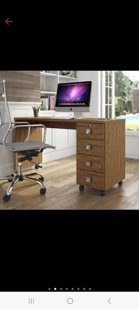 Escrivaninha de madeira com 4 gavetas design moderno - Foto 2