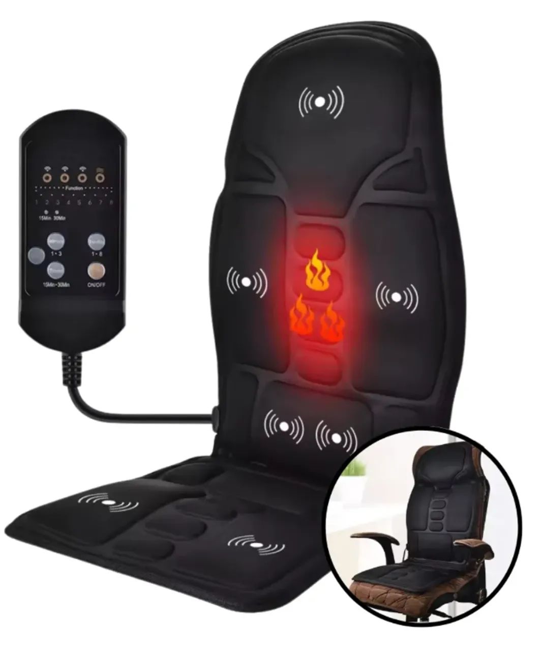 Assento Massageador para as costas, pescoço. Escritório, carro, cama, sofá, COM aquecedor.