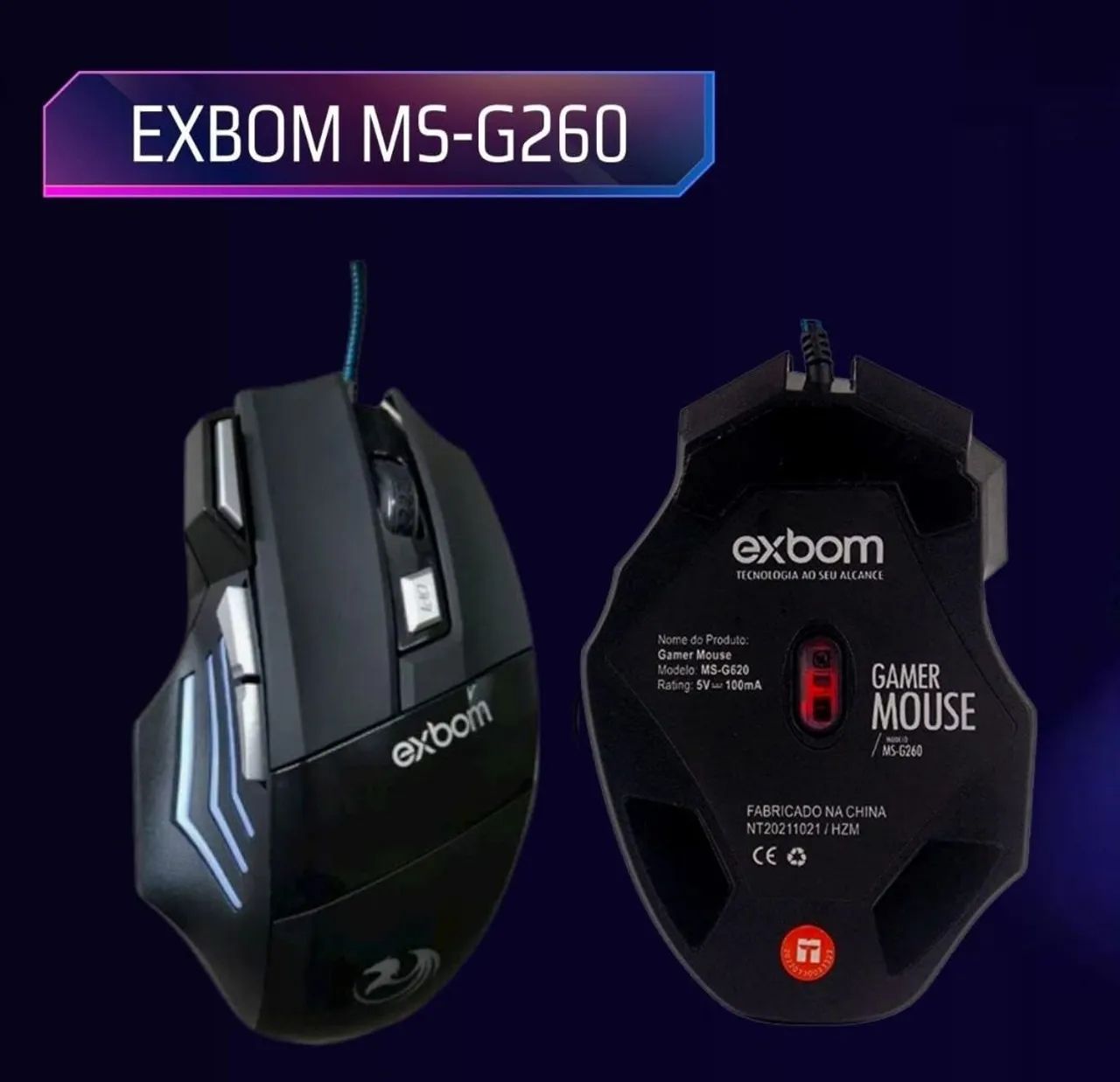 Mouse Gamer Exbom MS-6260 3200 DPI - Novo - Foto 3